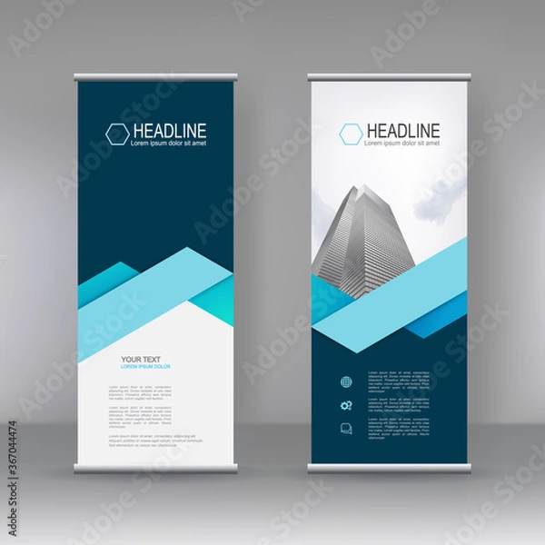 Fototapeta Vertical banner stand template design, infographics, Modern Flag Banner Design. Cover, Annual Report, Magazine,Poster, Corporate Presentation, Flyer, Website. vector abstract geometric background