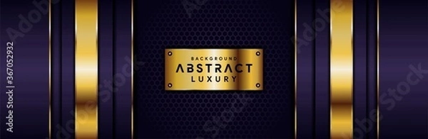 Fototapeta Abstract modern luxury dark purple with golden overlap layers background