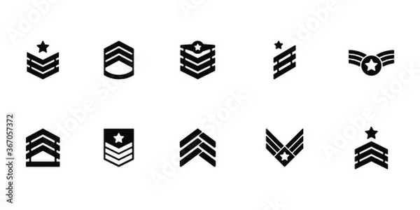 Fototapeta Collection of military rank icon or logo isolated on white background