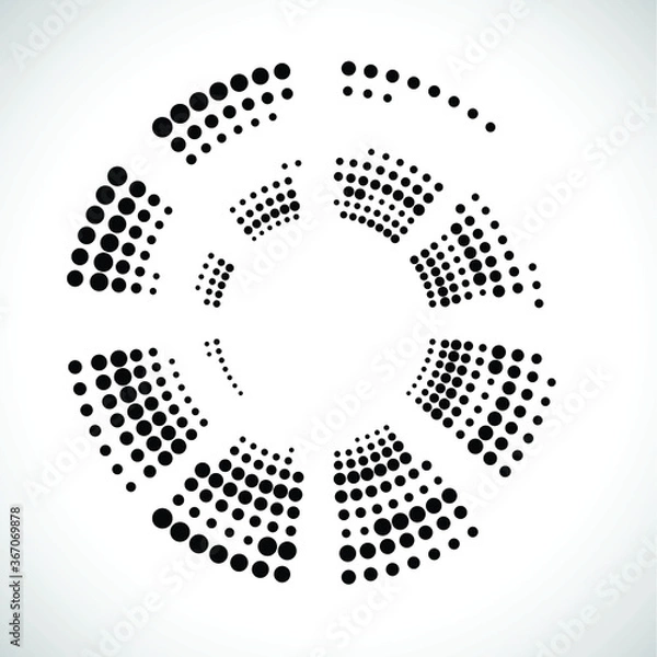 Fototapeta Halftone dots in circle form. round logo . vector dotted frame . design element
