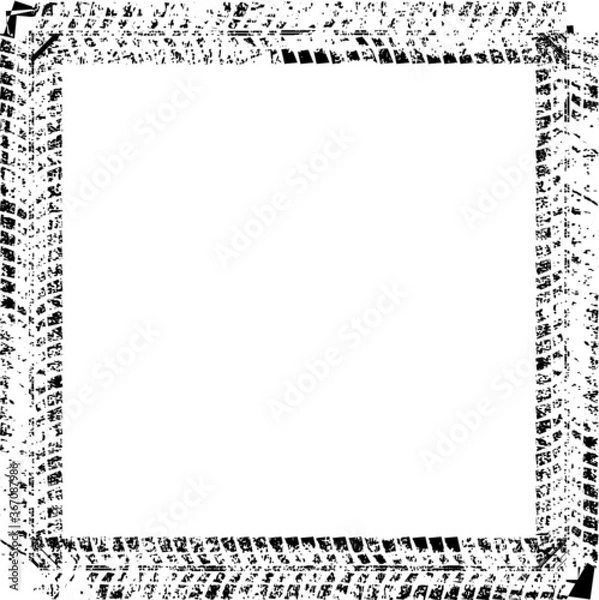Fototapeta Vector Print Textured Tire Track . border frame . Design Element .Bike thread silhouette