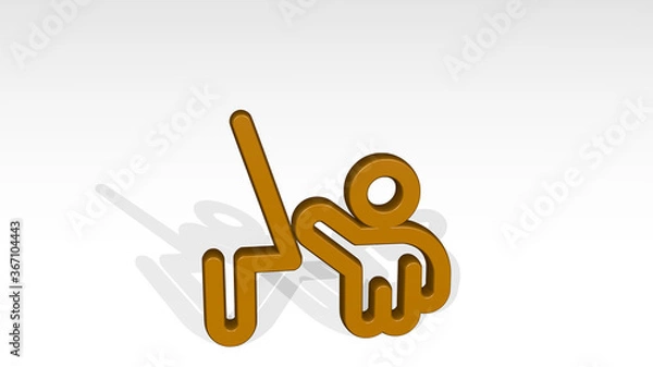 Fototapeta family child hold hand made by 3D illustration of a shiny metallic sculpture with the shadow on light background. happy and beautiful