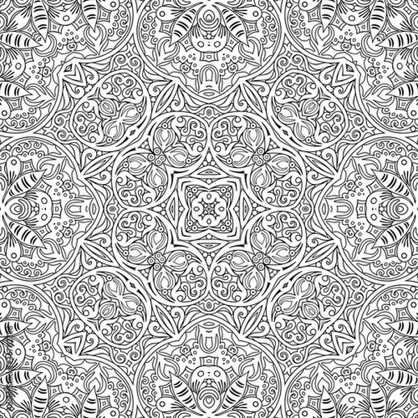 Fototapeta Vector ethnic line art hand drawn background