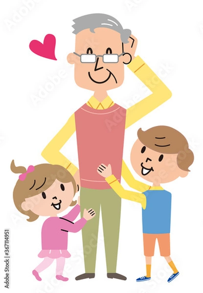 Fototapeta お爺ちゃん　孫たち