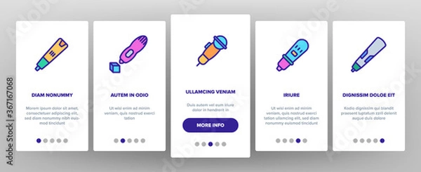 Fototapeta 3d Pen Printing Gadget Onboarding Mobile App Page Screen Vector. 3d Pen Engineering Electronic Stationery Device For Print Constructor Illustrations