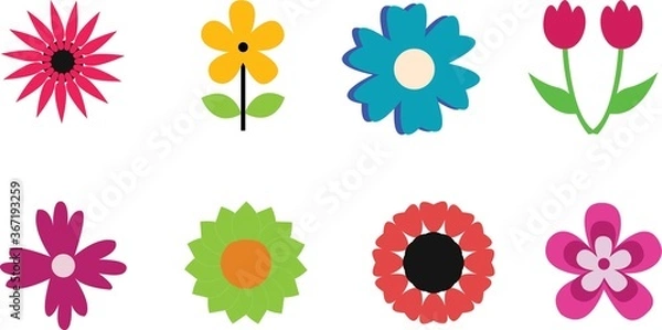 Obraz set of colorful flowers