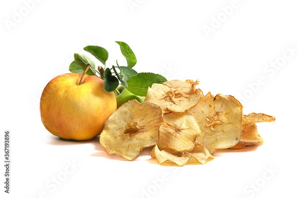 Obraz crispy fruit chips are dried apples on a white background