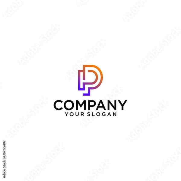 Fototapeta Trendy modern stylish connected attractive geometric gradations and white PP P initial letters icon logo icon.