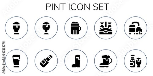 Fototapeta Modern Simple Set of pint Vector filled Icons