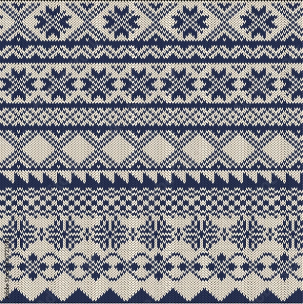 Fototapeta Knitted background in Fair Isle style