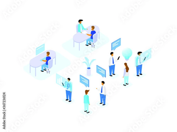 Fototapeta illustration, website, web, template, vector, page, flat, landing, banner, concept, background