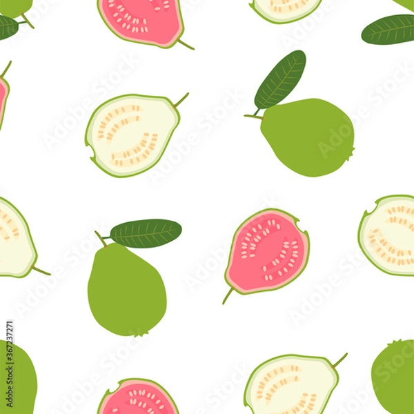 Fototapeta Guava Fruit. Seamless Vector Patterns