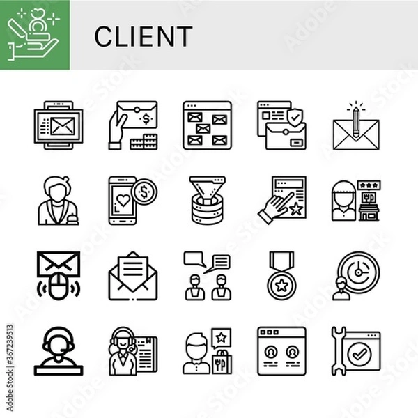 Fototapeta client simple icons set