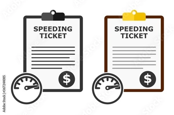 Obraz Speeding ticket citation vector set.