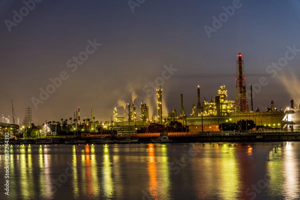 Obraz 石津漁港からみた堺臨海地区の工場夜景