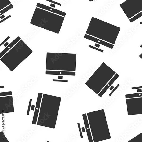 Fototapeta Computer monitor icon. Vector illustration on isolated background. Business concept tv monitor seamless pattern pictogram.