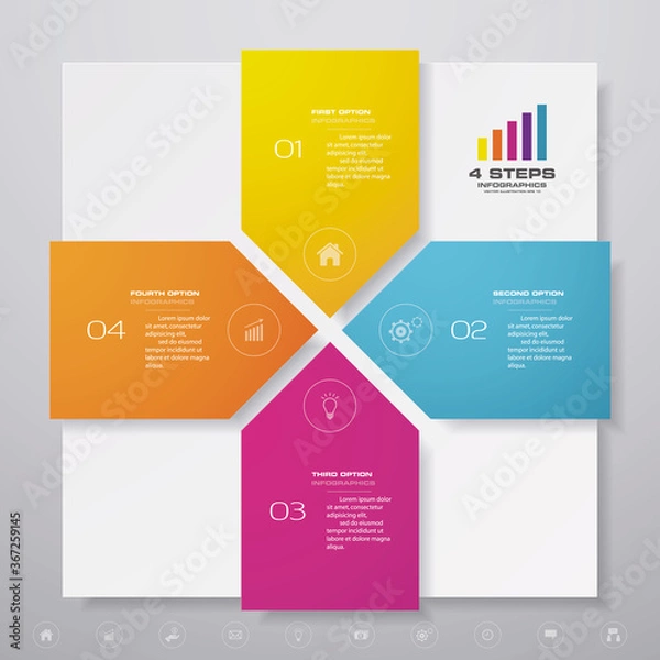 Fototapeta 4 steps simple&editable process chart infographics element. EPS 10.	