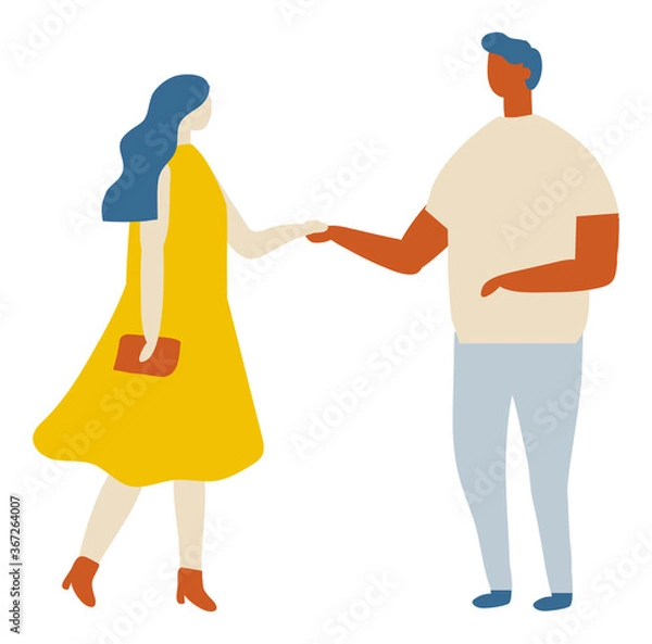 Fototapeta Couple flat vector characters. Romantic date, love