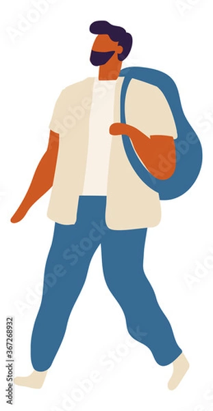 Obraz Walking Man, Guy Flat Vector Character 