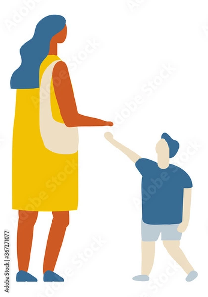 Fototapeta Mother With Child Flat Character Flat Vector