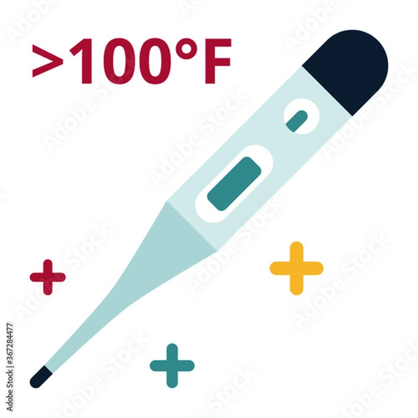 Obraz A thermometer with an elevated body temperature in Fahrenheit