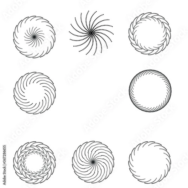 Fototapeta Halftone dots in circle form. round logo . vector dotted frame . design element