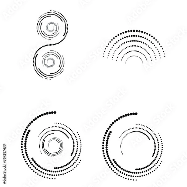 Fototapeta Halftone dots in circle form. round logo . vector dotted frame . design element