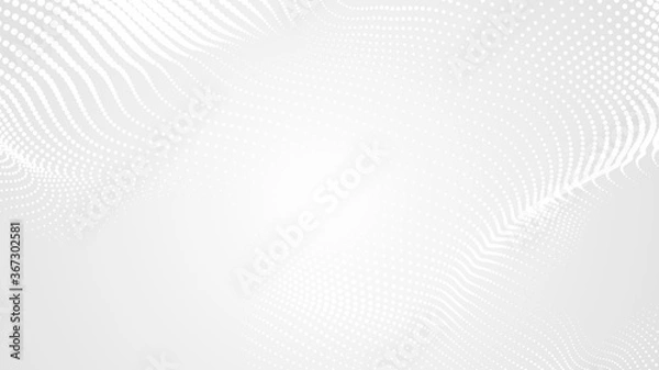 Fototapeta Dot white gray wave light technology texture background. Abstract big data digital concept. 3d rendering.