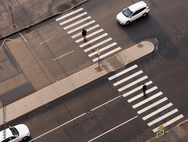 Obraz Pedestrian crossing. View from above