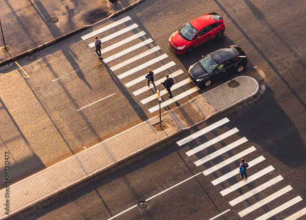 Obraz Pedestrian crossing. View from above