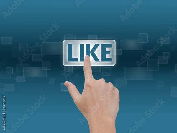 Fototapeta Hand pressing Like button