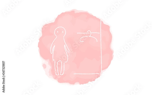 Fototapeta アナログ手書き風のゆるいタッチのアイコン：女子更衣室