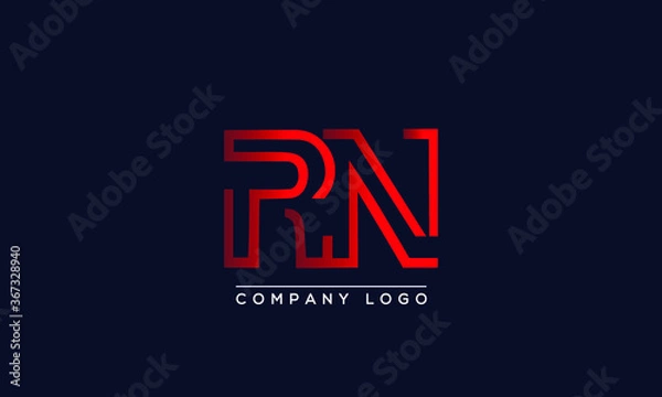 Fototapeta Creative letters RN or NR Logo Design Vector Template. Initial Letters RN Logo Design	