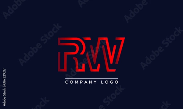 Fototapeta Creative letters RW or WR Logo Design Vector Template. Initial Letters RW Logo Design	