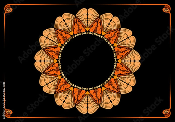 Obraz vintage frame with sunflower ornaments