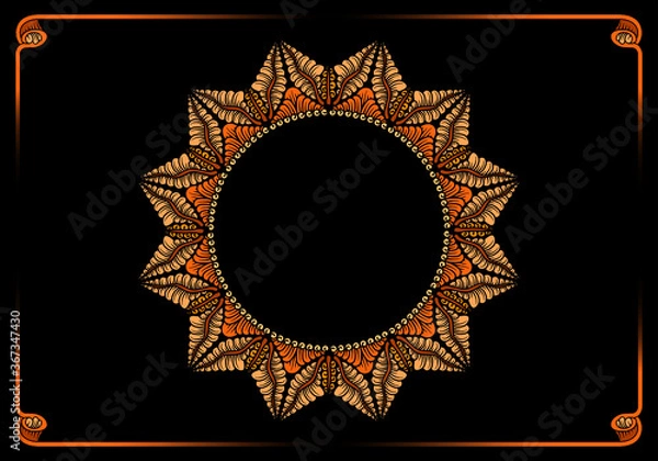 Obraz vintage frame with sunflower ornaments