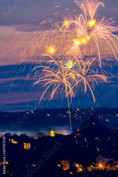 Obraz Fireworks over Chisinau. Moldavia. Kisinev.