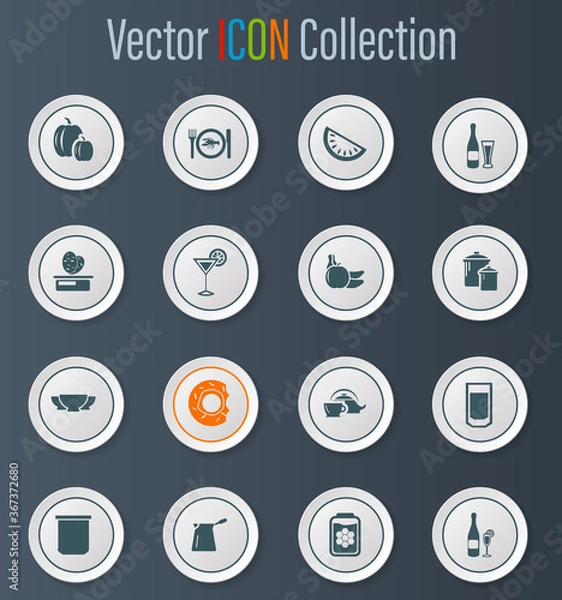 Obraz Food and kitchen icons set