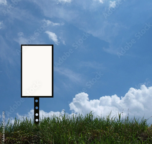 Obraz Blank sign again cloudy blue sky