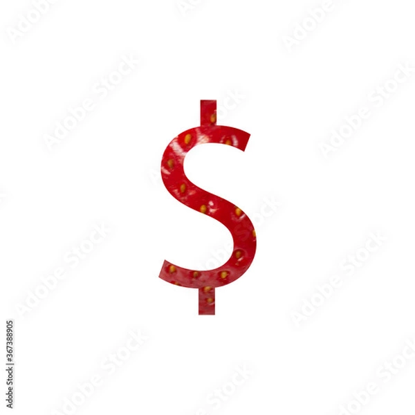 Obraz dollar sign strawberry sign on white background