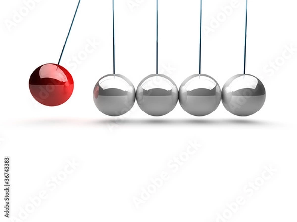 Obraz balancing balls newtons cradle over white background
