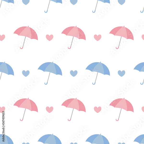 Fototapeta Cute umbrella seamless pattern vector on isolated white background. 