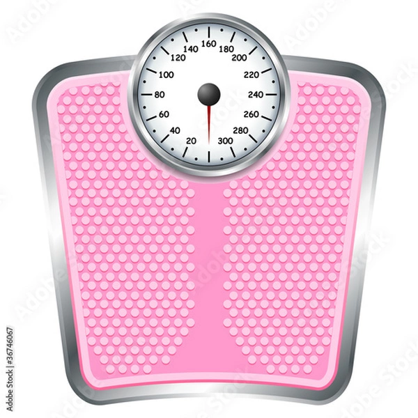 Fototapeta Bathroom pink scale isolate over white background