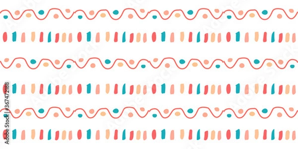 Fototapeta Color modern stripes seamless pattern hand drawn surface design for home.
