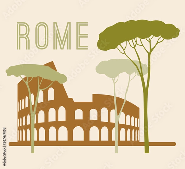Fototapeta Rome landmark flat vector illustration