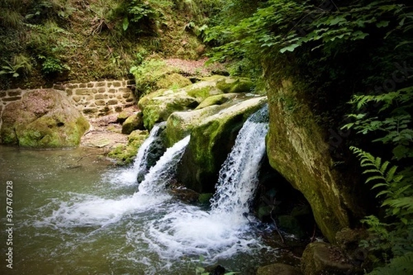 Fototapeta three waterfalls in the forest