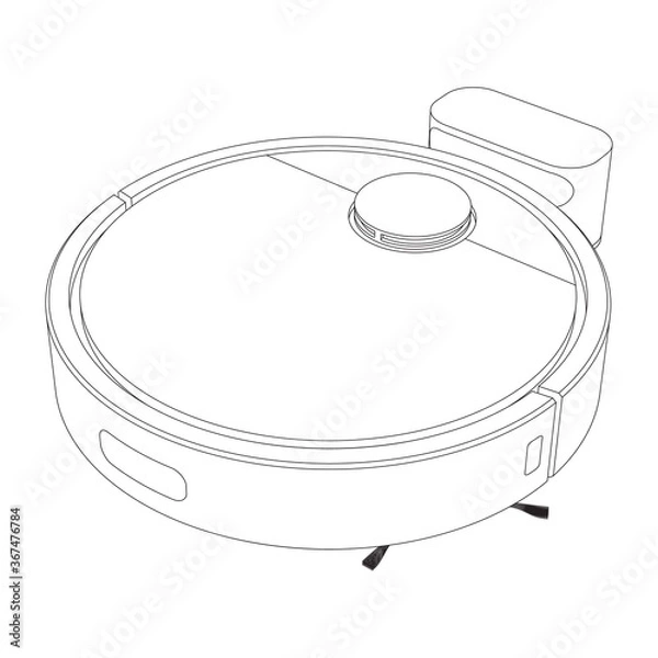Obraz Vector robot vacuum cleaner - line art