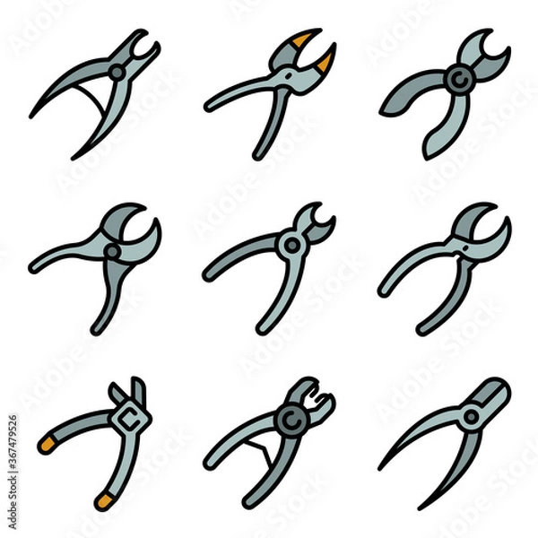 Fototapeta Forceps icons set. Outline set of forceps vector icons thin line color flat on white
