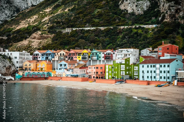 Fototapeta view of the village at Gibraltar
