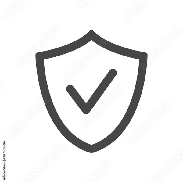 Obraz Shield with check mark icon isolated on white background. Vector illustration.